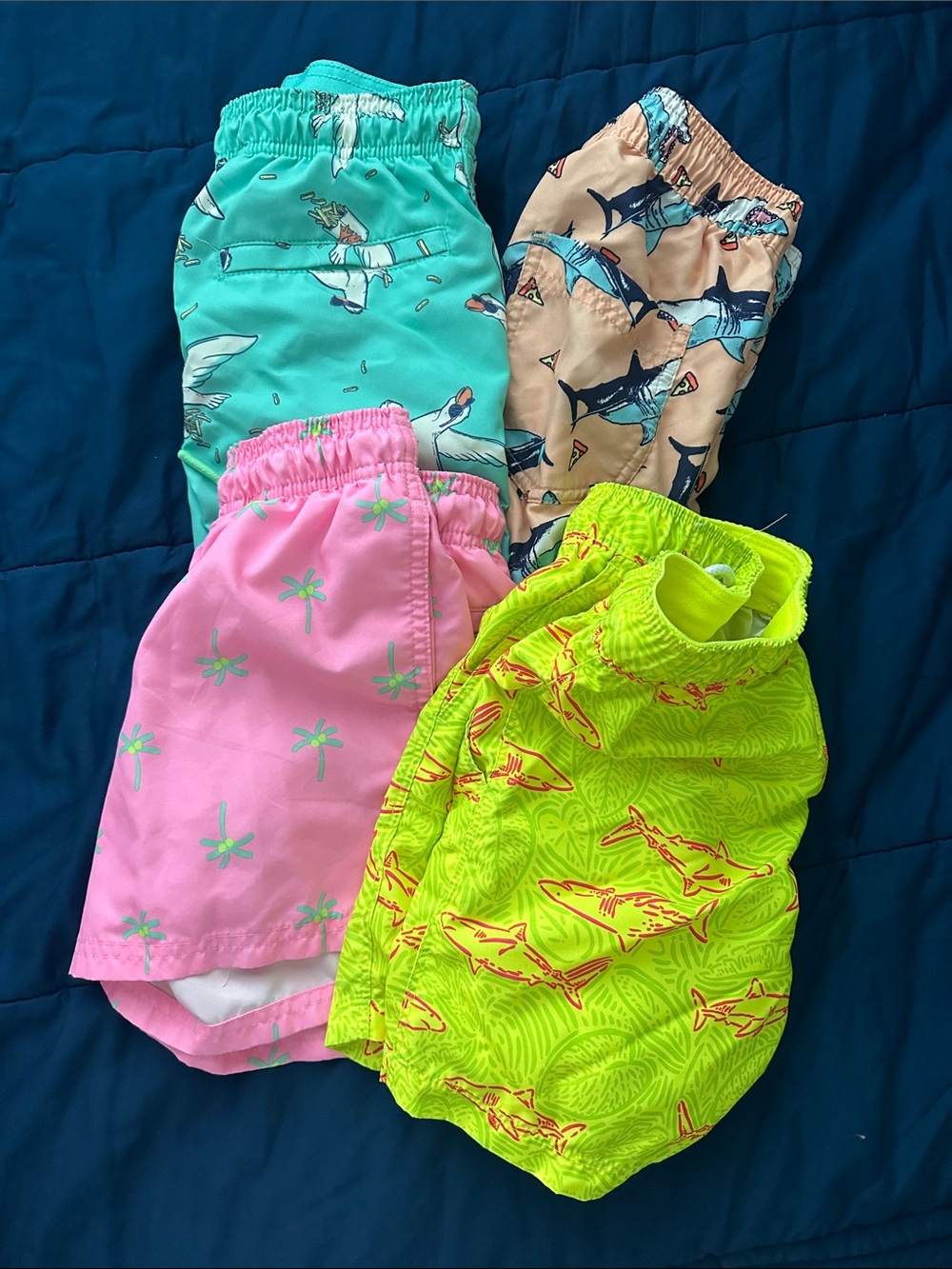 Cat & Jack Kids Swim Trunks Set - Teal, Pink, Tan, Neon Yellow